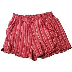Briggs Red Striped Elastic Waist High Rise Dolphin Casual Shorts Size Medium